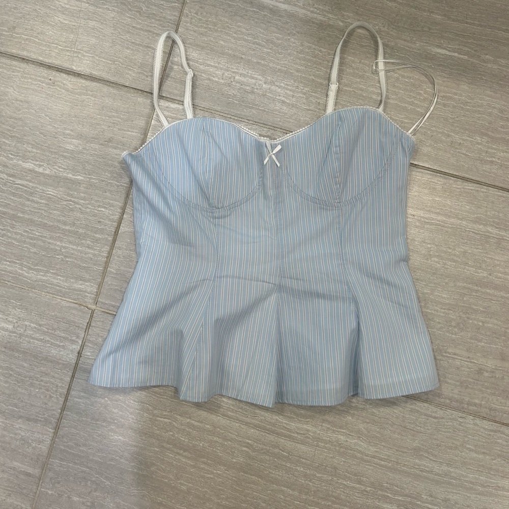Zara Blue and White Striped Tank Top
